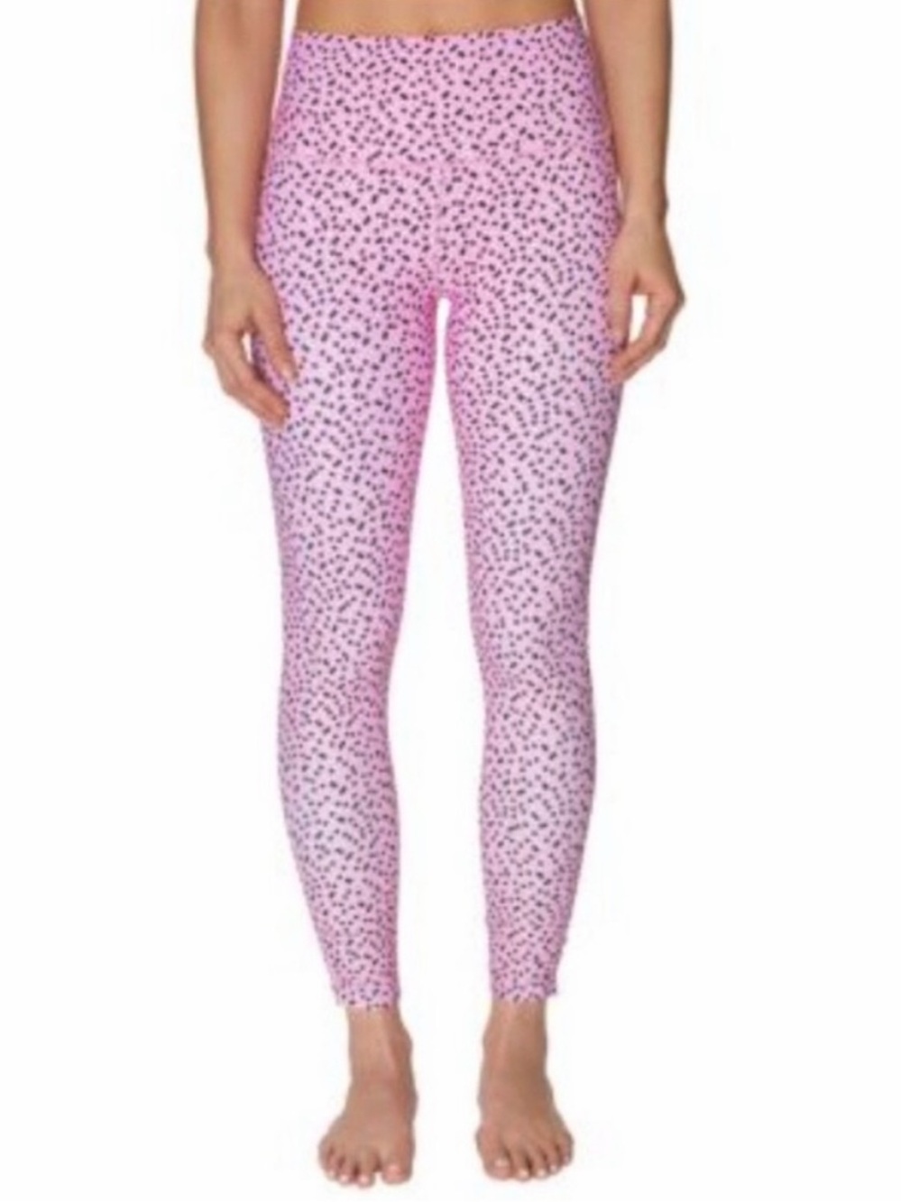 Betsey Johnson Pink Leggings Black Polka Dots Scrunch Detail M Activewear sporty